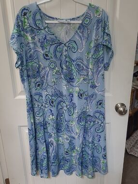 2x Kim Rogers Curvy Light Blue and Mint Paisley Dress Midi